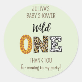 Wild One Green Junge Babyduschaufkleber Runder Aufkleber