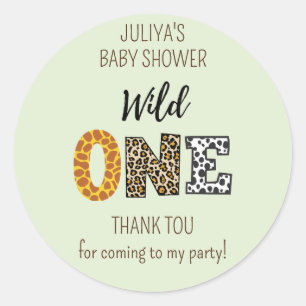 Wild One Green Junge Babyduschaufkleber Runder Aufkleber