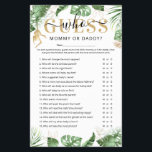 Wild One "Guess Who" Baby Shower Game Flyer<br><div class="desc">Entworfen, um mit unseren bestverkauften Wild One Safari Jungle Baby Dusche Einladungen zu koordinieren. Dieses niedliche Baby-Duschbad "Guess Who" Mommy oder Daddy-Spiel bietet tropische Aquarellen mit Imitaten goldenes botanisches Blattwerk und eine elegante Vorlage. Jede Frage kann bearbeitet werden. Wenn Sie also gewollt haben, sie zu ändern, können Sie sie bearbeiten!...</div>
