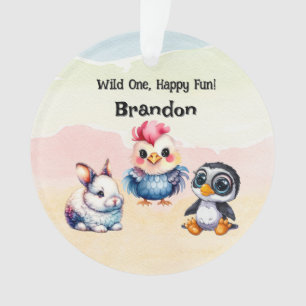 Wild One Happy Fun Woodland Animaux Aquarelle