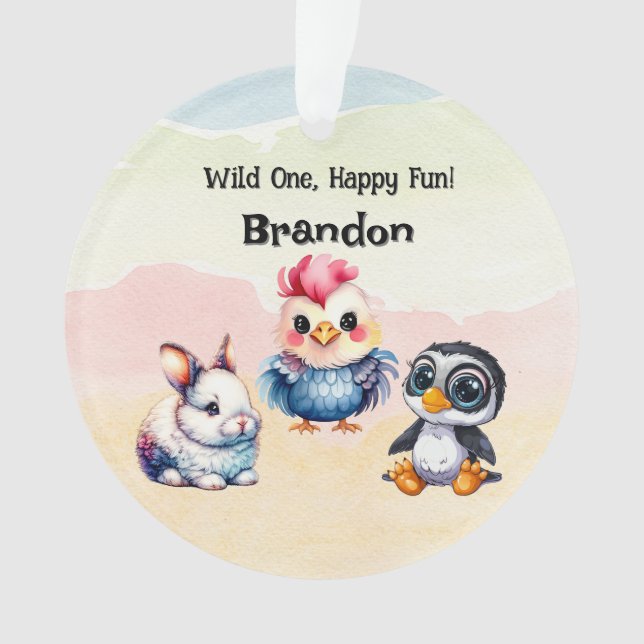 Wild One Happy Fun Woodland Animaux Aquarelle (devant)