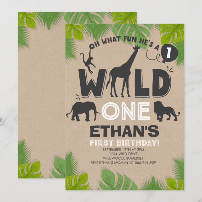 Wild One Invitation Boy Wild One Birthday Party Einladung (Vorne/Hinten)