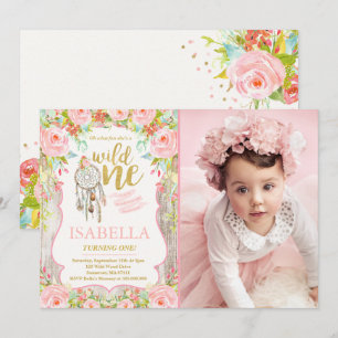 Wild One Invitation Girl Boho Dreamcatcher Party Einladung