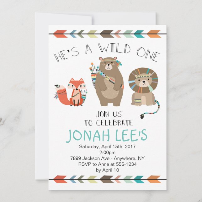 Wild One - Invitation pour le premier anniversaire (Devant)
