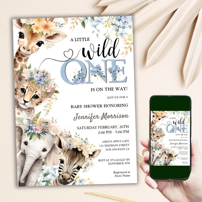 Wild One ist unterwegs | Boy Safari Babydusche Einladung (Von Creator hochgeladen)