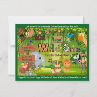 Wild One Jungle 1er Invitation anniversaire