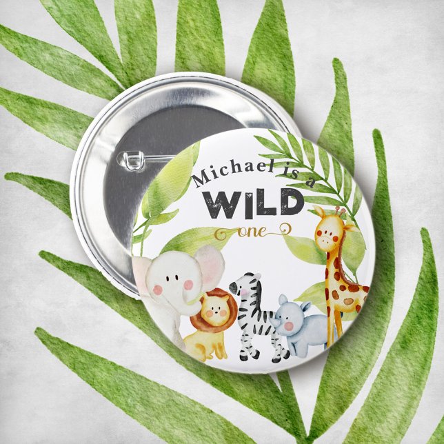 Wild One Jungle Animal zum Geburtstag Button (Von Creator hochgeladen)