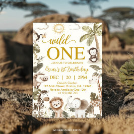 Wild One Jungle Animals 1st Birthday Party Einladung
