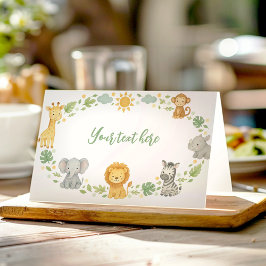 Wild One Jungle Animals Birthday Food Tent Platzkarte