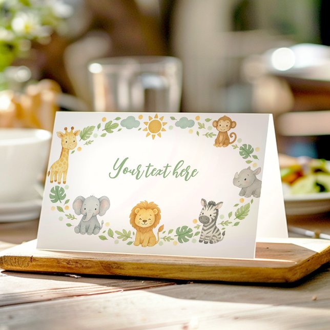 Wild One Jungle Animals Birthday Food Tent Platzkarte (Von Creator hochgeladen)