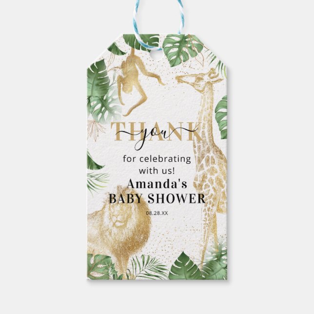 Wild One Jungle Baby Dusche Vielen Dank Geschenkanhänger (Vorderseite)