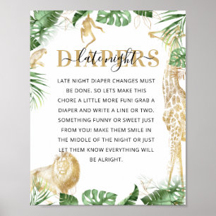 Wild One Jungle-Baby-Party  'Späte Windelwechsel' Poster