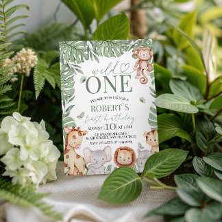 Wild One Jungle Birthday Invite Einladung