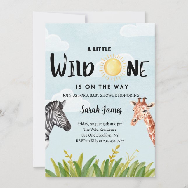 Wild One Jungle Carte d'invitation Baby shower à t (Devant)