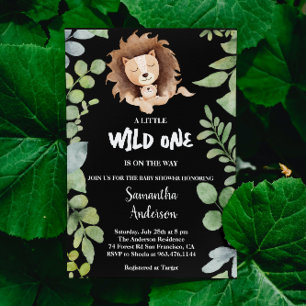 Wild one Jungle Lion Safari Foto Babydusche Einladung