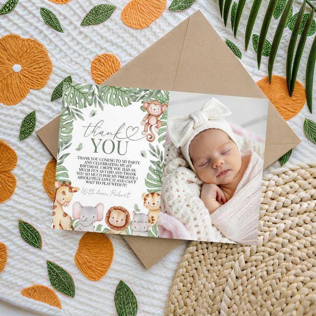 Wild One Jungle Photo Thank You Einladung (Von Creator hochgeladen)