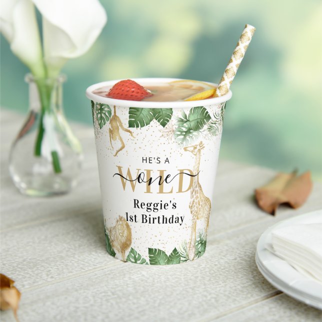 Wild One Jungle Safari 1. Geburtstag Party Pappbecher (In Situ)