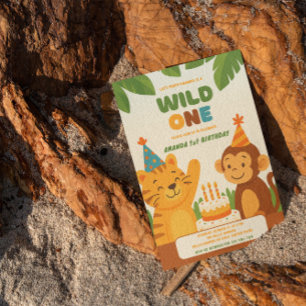 Wild One Jungle Safari 1er anniversaire Invitation