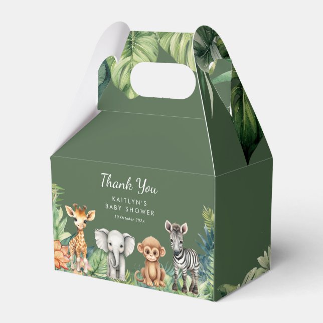 Wild One Jungle Safari Animals Baby Shower Geschenkschachtel (Vorderseite)