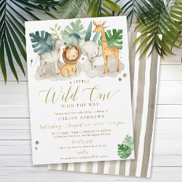 Wild One Jungle Safari Animals Boy Baby Shower Einladung