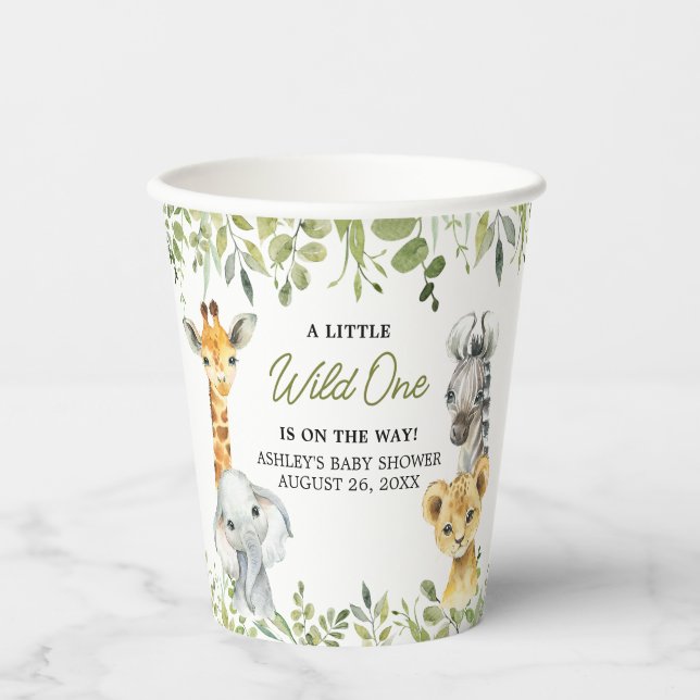 Wild One Jungle Safari Baby Dusche Pappbecher (Vorderseite)