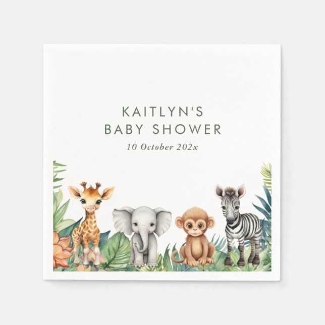 Wild One Jungle Safari Baby Dusche Serviette (Vorderseite)
