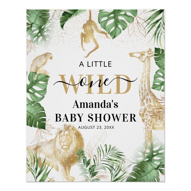 Wild One Jungle Safari Baby shower Affiche de bien (Devant)
