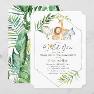 Wild One Jungle Safari Baby shower Invitation