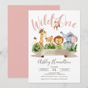 Wild One Jungle Safari Baby shower Invitation