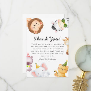 Wild One Jungle Safari Baby Shower Party Dankeskarte