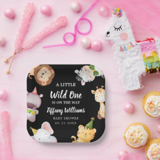 Wild One Jungle Safari Baby Shower Party Pappteller