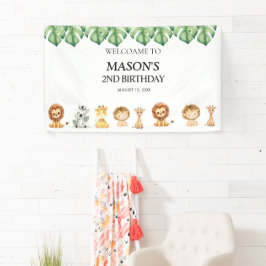 Wild One Jungle Safari Birthday for Boys Banner