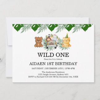 Wild One Jungle Safari Geburtstag Einladung