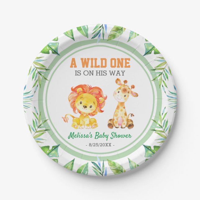 Wild One Jungle Safari Kinderdusche Sprinkle Pappteller (Vorderseite)