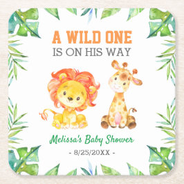 Wild One Jungle Safari Kinderdusche Sprinkle Rechteckiger Pappuntersetzer