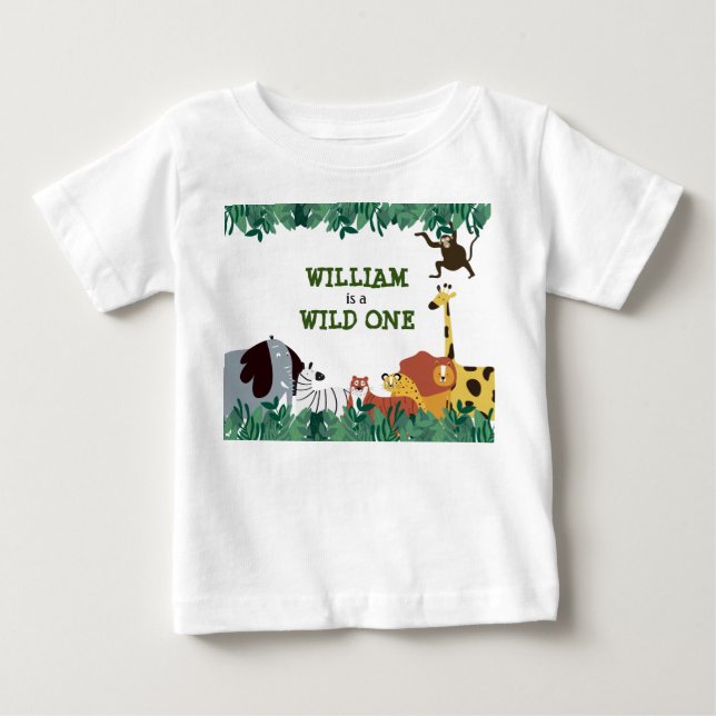 Wild One Jungle Safari Personalisiert Baby T-shirt (Vorderseite)