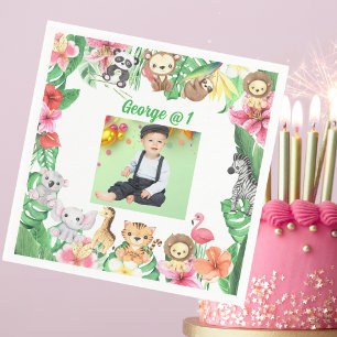 Wild One Jungle Safari Thema 1. Geburtstag Party Serviette