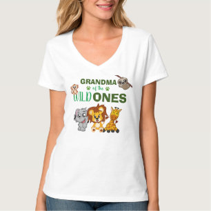 Wild One Jungle Safari Zoo Tier Twins Oma T-Shirt