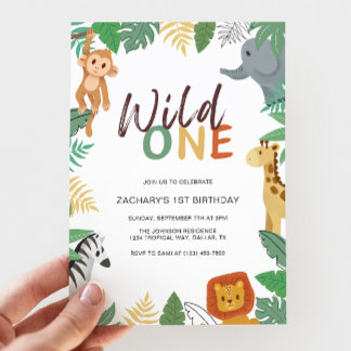 Wild One Kids Safari 1st Birthday Party Einladung