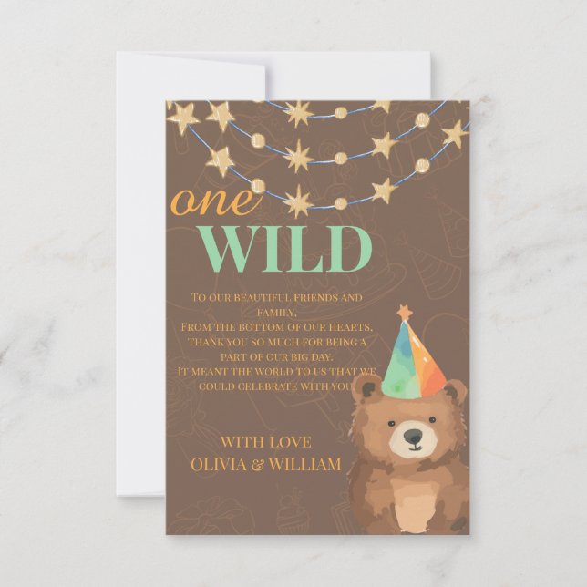 Wild One: Kommen Sie zu uns für einen Roaring 1. G Dankeskarte (Vorderseite)