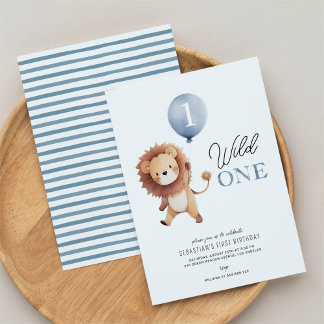 Wild One Lion 1. Geburtstag Einladung