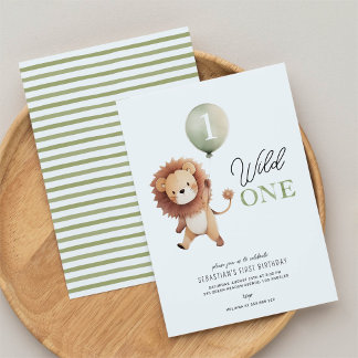 Wild One Lion 1. Geburtstag Einladung