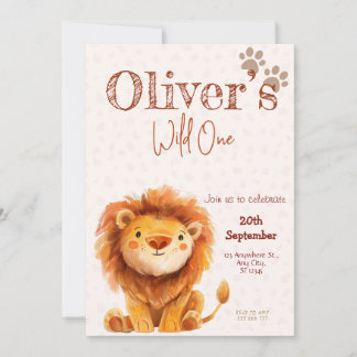 Wild one lion birthday Invitation Einladung