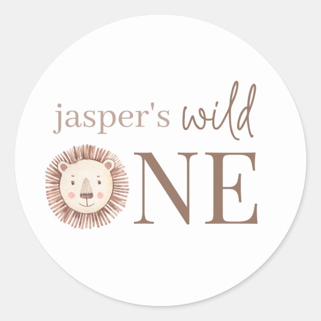 Wild One Lion Face Runder Aufkleber (Vorderseite)
