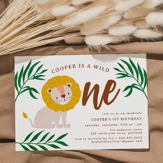 Wild One Lion Jungle Safari 1. Geburtstag Einladung