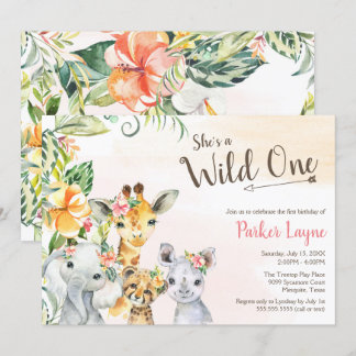 Wild One Lovely Safari Friends Erster Geburtstag Einladung