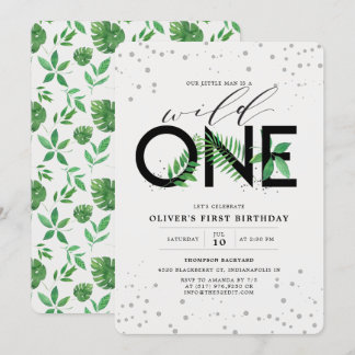 Wild One Modern Tropical Greenerity 1. Geburtstag Einladung