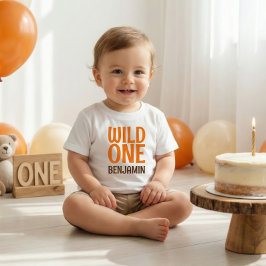 Wild One Name 1st Birthday Baby T-shirt