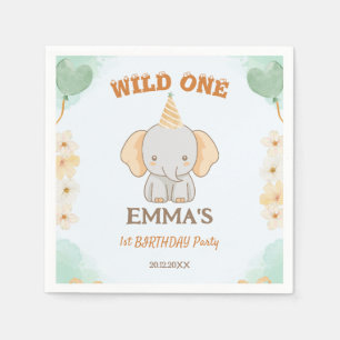 Wild One Niedlich Elephant 1. Geburtstag Serviette