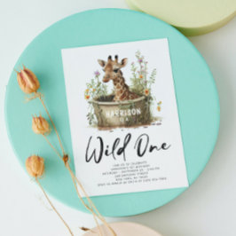 Wild One Niedlich Giraffe 1. Geburtstag Boho Anima Einladung